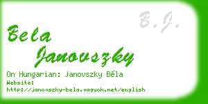 bela janovszky business card